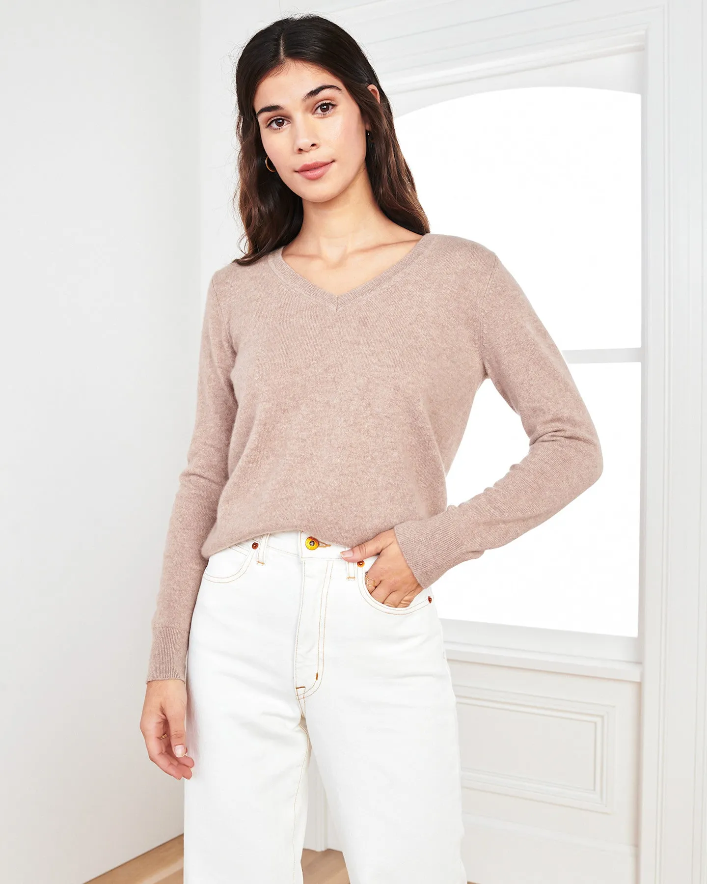 Lightweight Mongolian Cashmere V-Neck Sweater