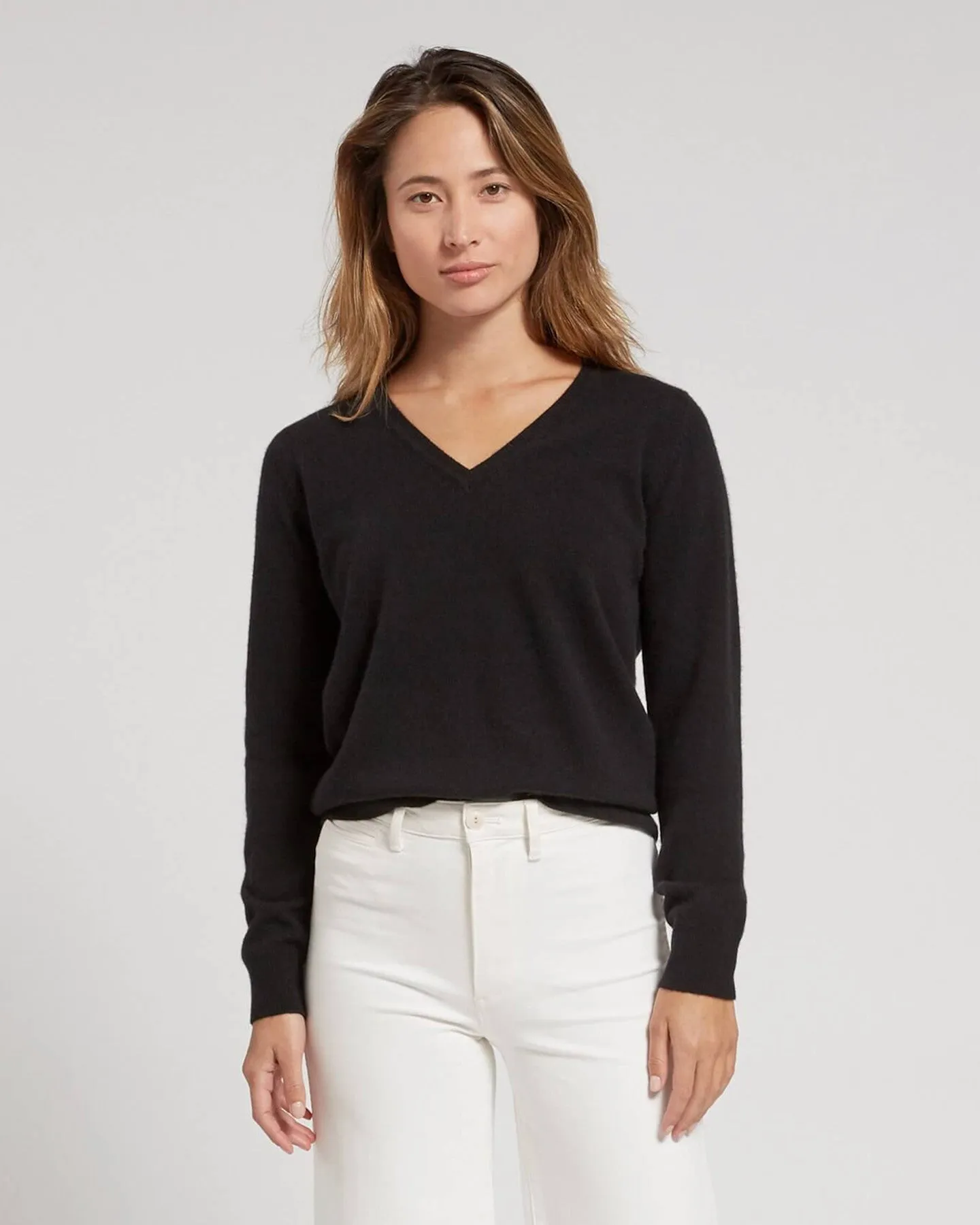 Lightweight Mongolian Cashmere V-Neck Sweater