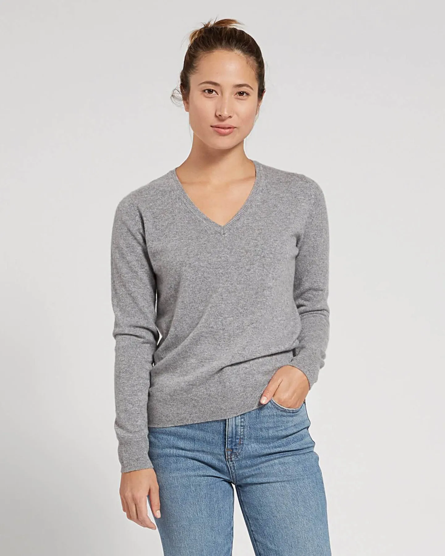 Lightweight Mongolian Cashmere V-Neck Sweater