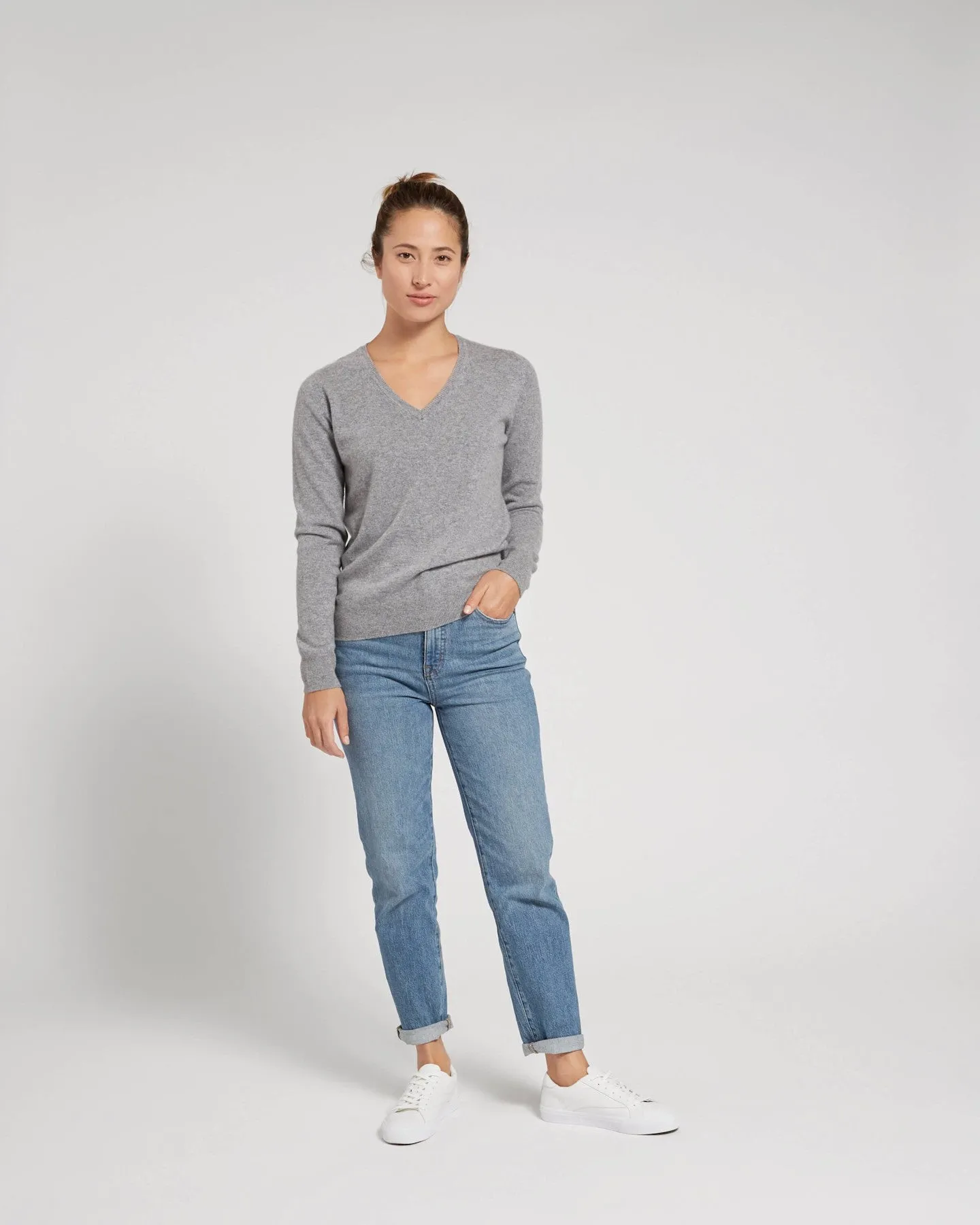 Lightweight Mongolian Cashmere V-Neck Sweater