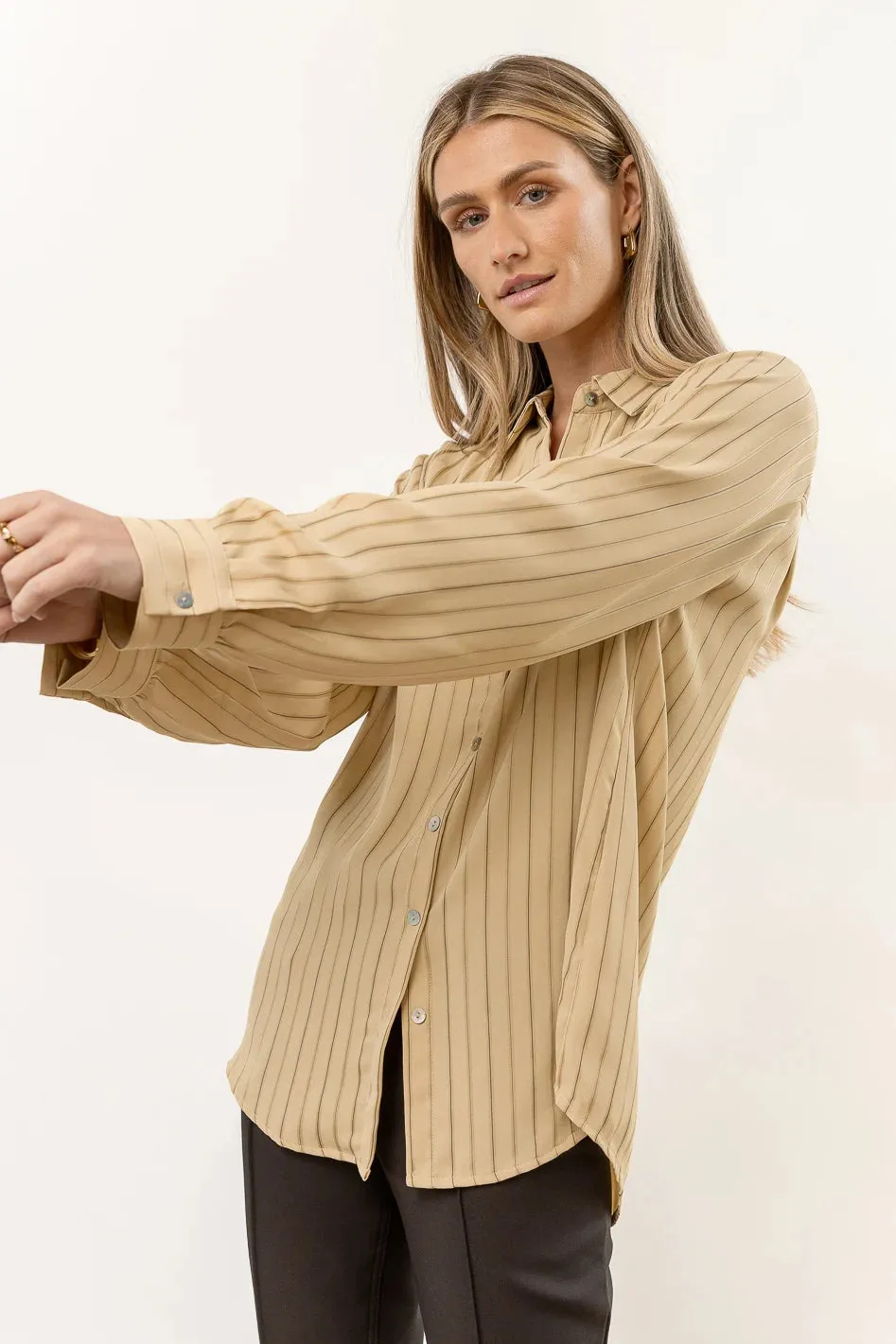 Loren Button Up in Olive -  FINAL SALE