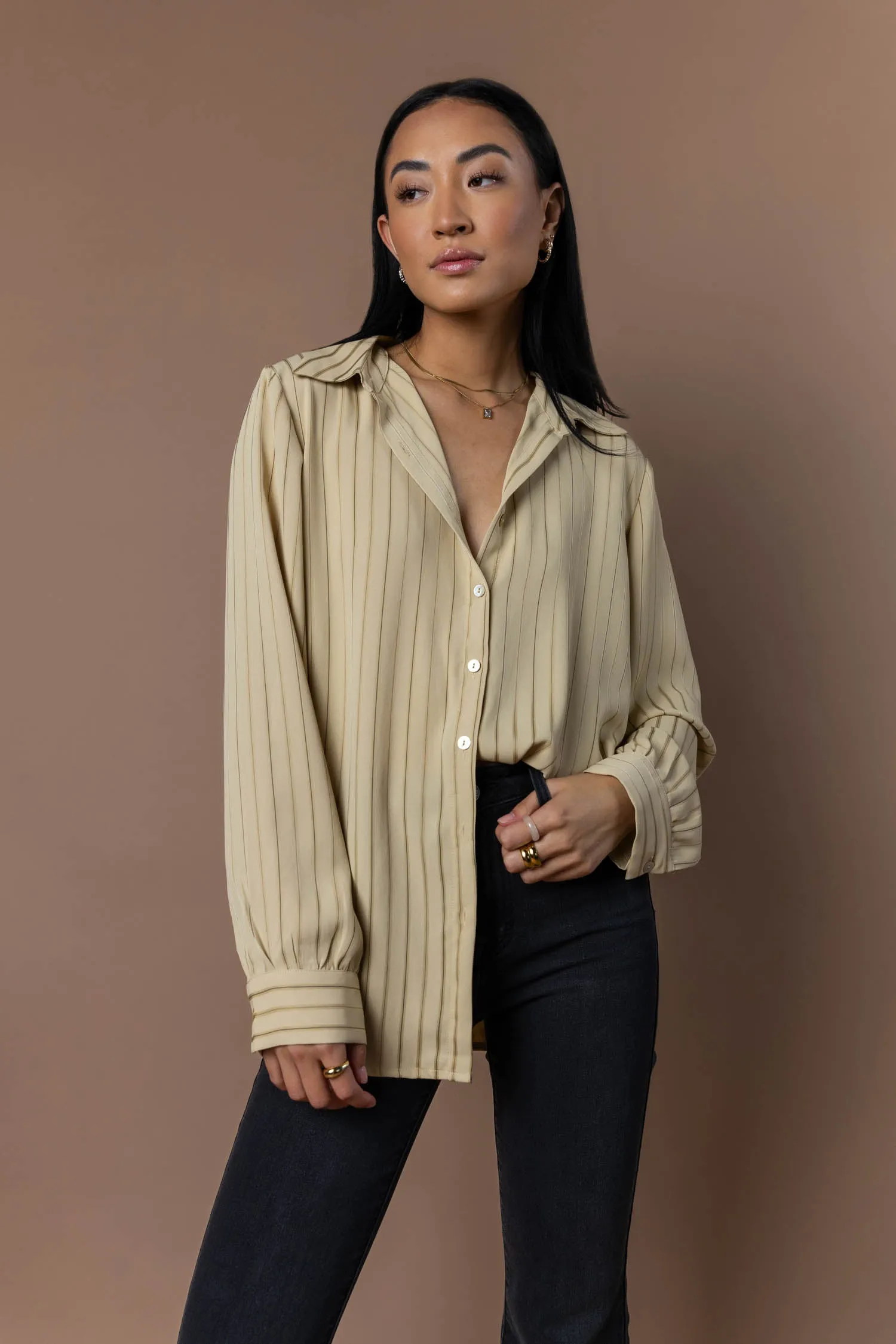 Loren Button Up in Olive -  FINAL SALE