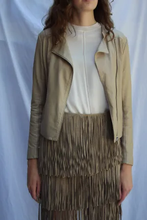 Mackage Taupe 100% Leather Biker Jacket - S/M