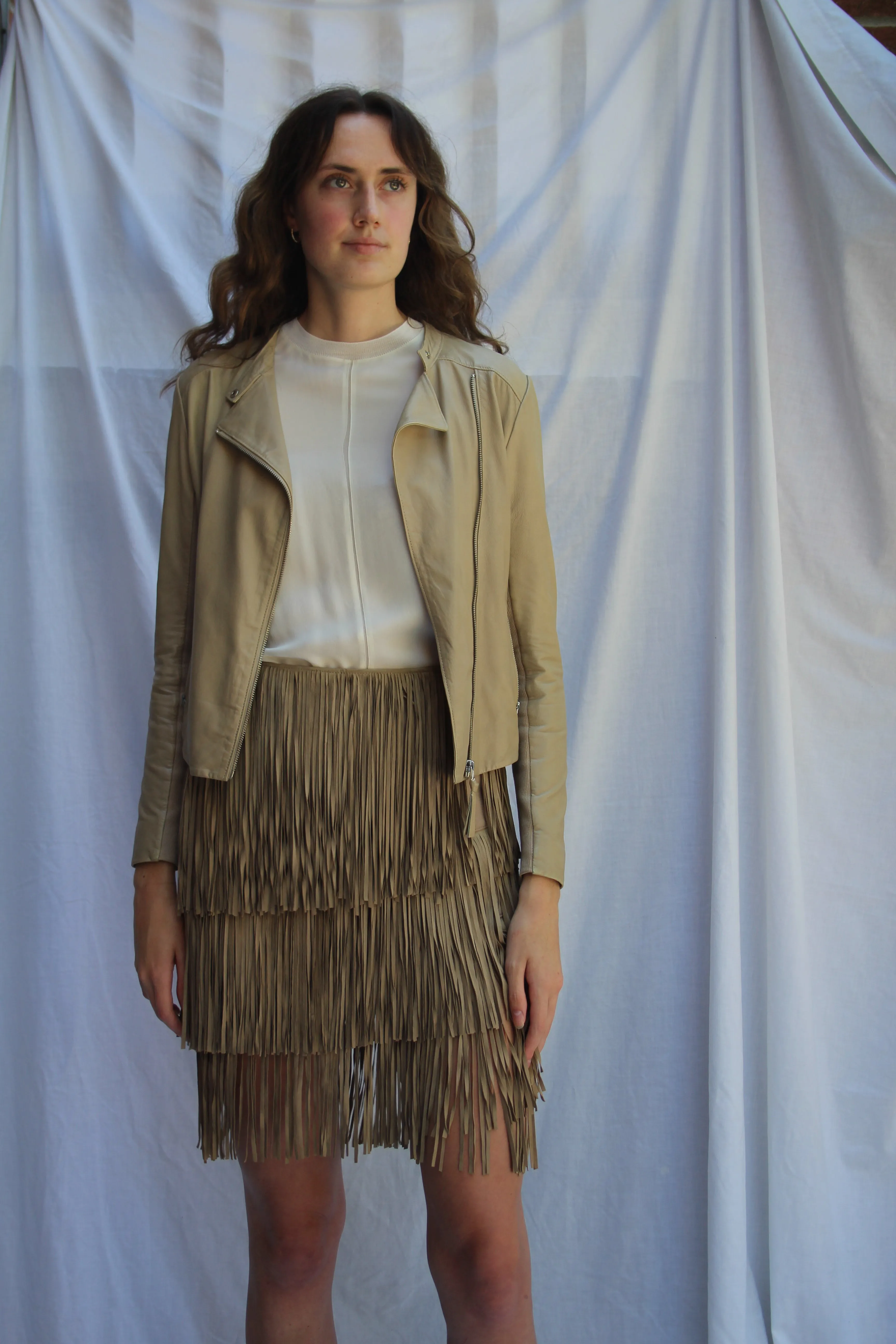 Mackage Taupe 100% Leather Biker Jacket - S/M