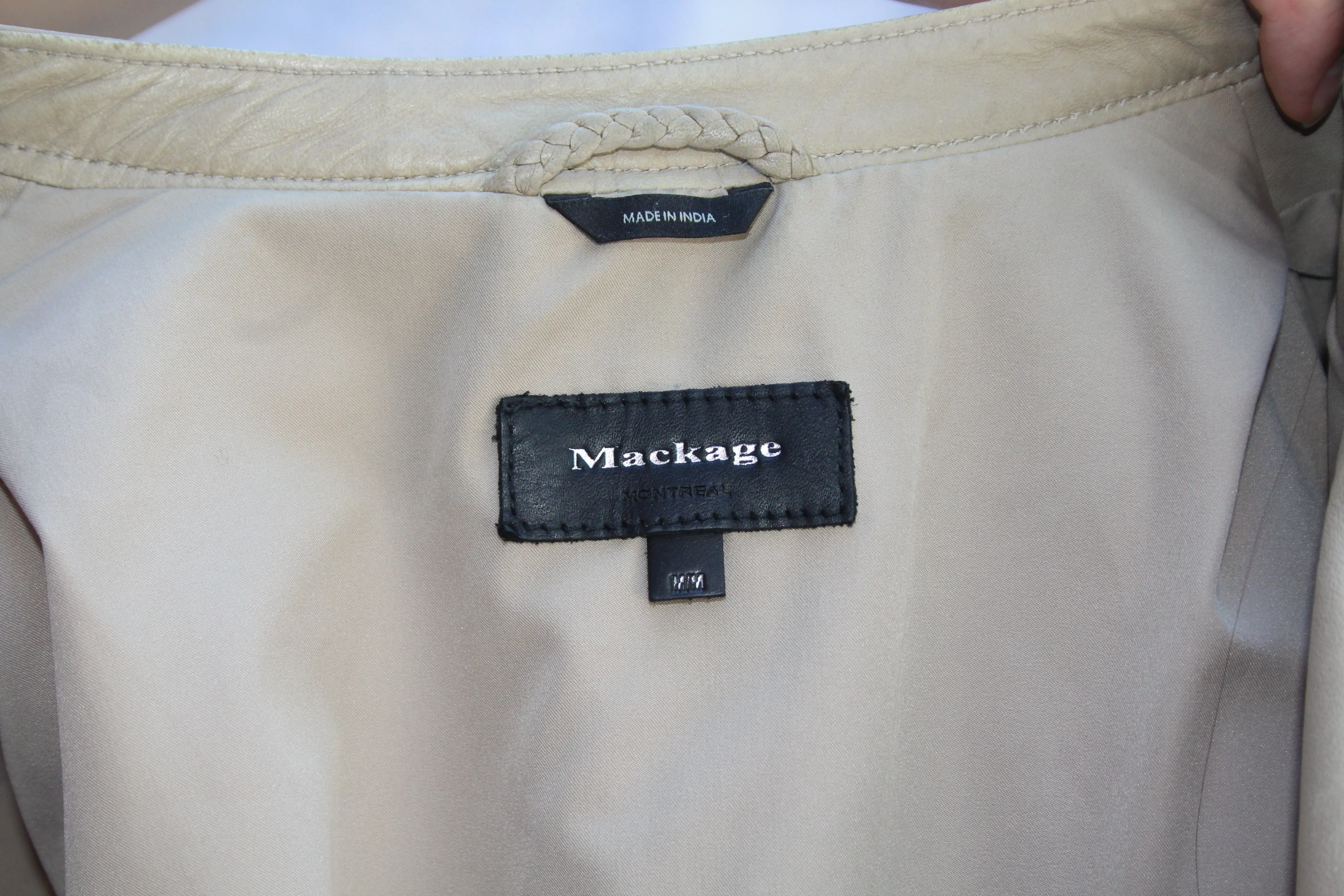 Mackage Taupe 100% Leather Biker Jacket - S/M