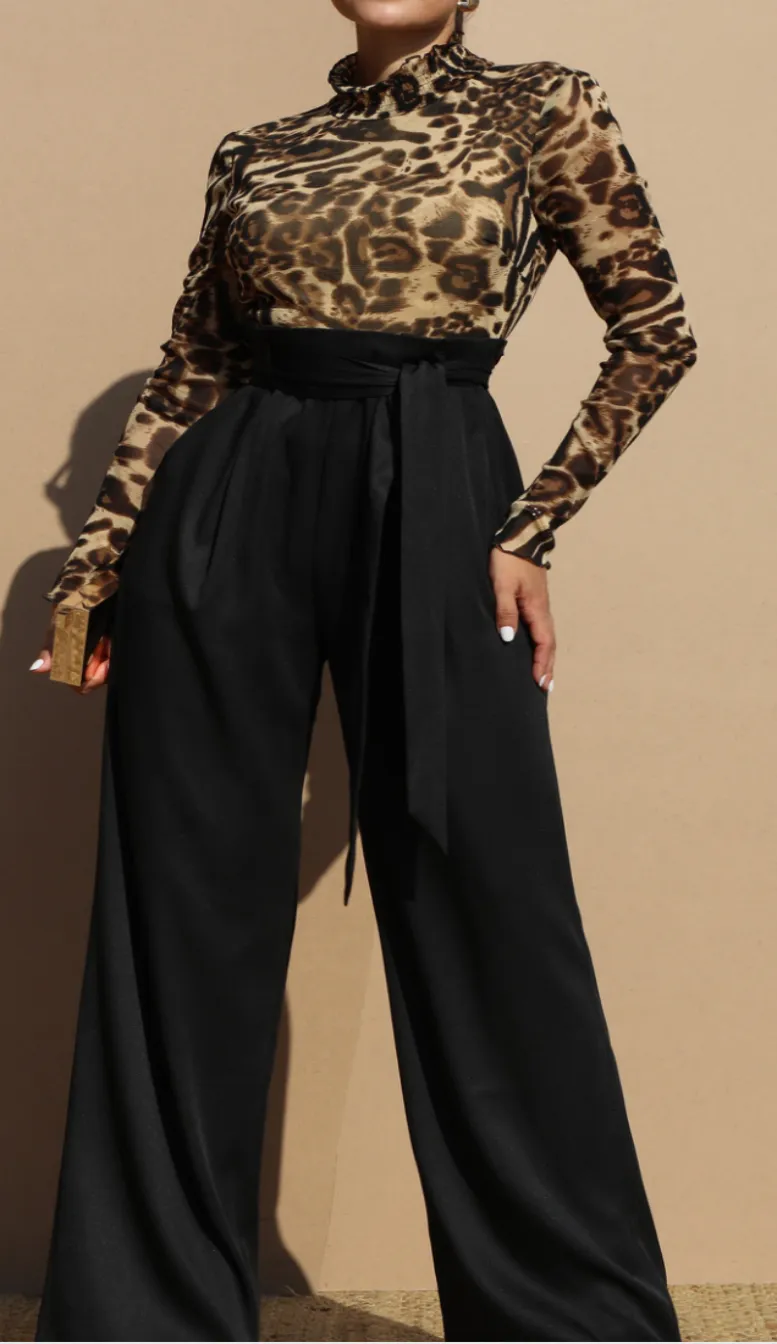 Mesh Leopard Jumpsuit