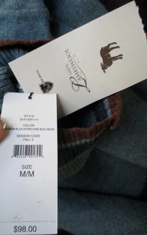 NEW NWT Mens BLACK BROWN Winter Holiday Christmas Knit Ski Sweater M Wool BLUE