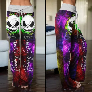 Night Wonder Skull Abtract Color High-waisted Wide Leg Pants