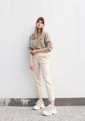 Oat Cashmere Wide Neck Knit