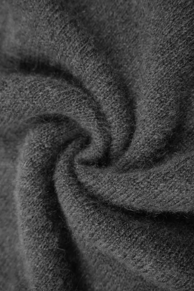Oversized Wool-Mohair Blend V-Neck Pullover Sweater in Burgundy