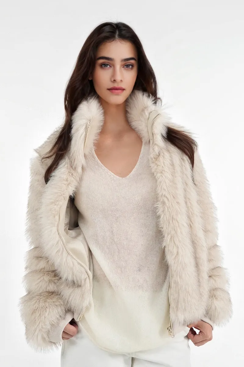 Oversized Wool-Mohair Blend V-Neck Pullover Sweater in Burgundy