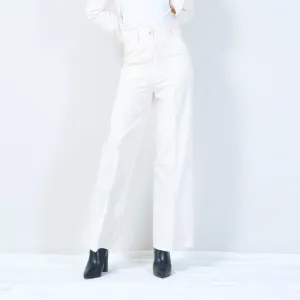 Pinstriped high-waisted wide-leg trousers wholesale