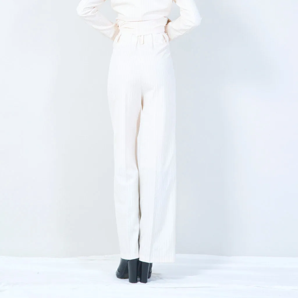 Pinstriped high-waisted wide-leg trousers wholesale