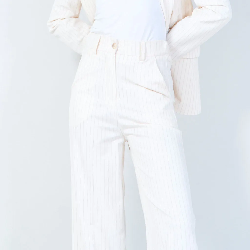 Pinstriped high-waisted wide-leg trousers wholesale