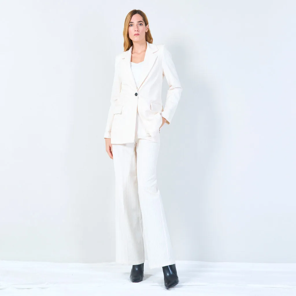 Pinstriped high-waisted wide-leg trousers wholesale