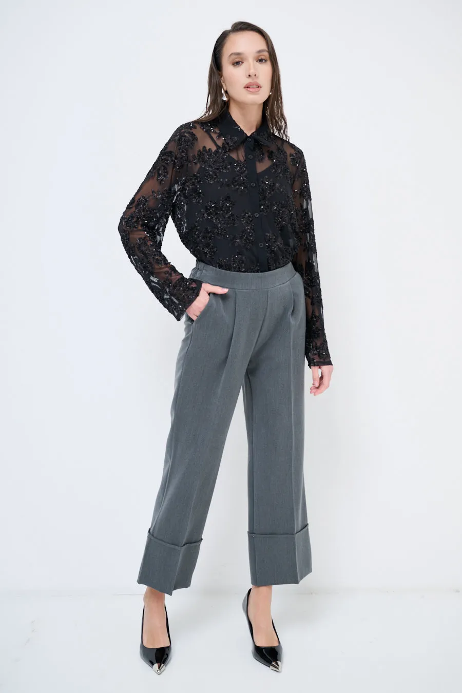 Pleated wide-leg trousers wholesale