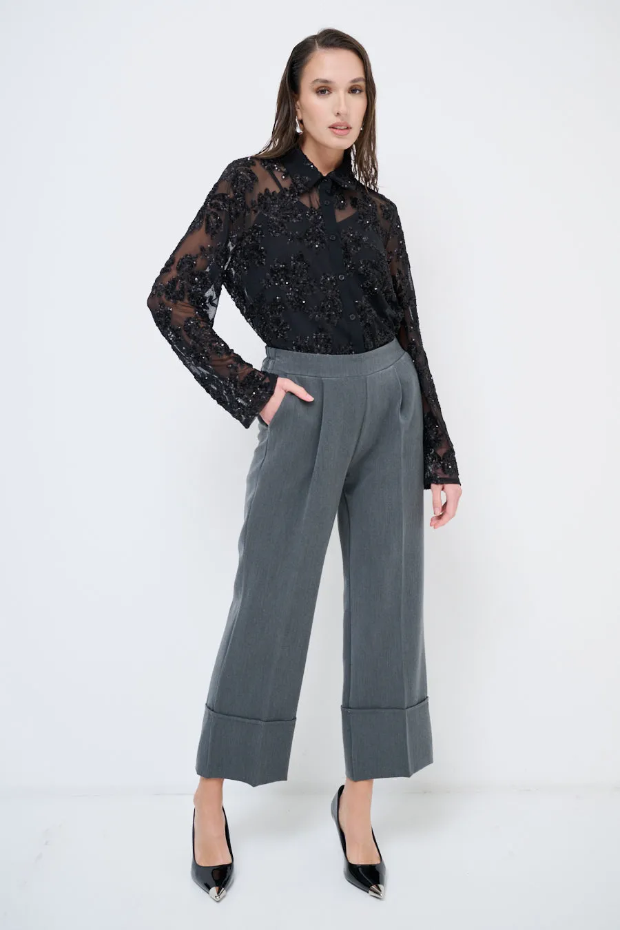 Pleated wide-leg trousers wholesale