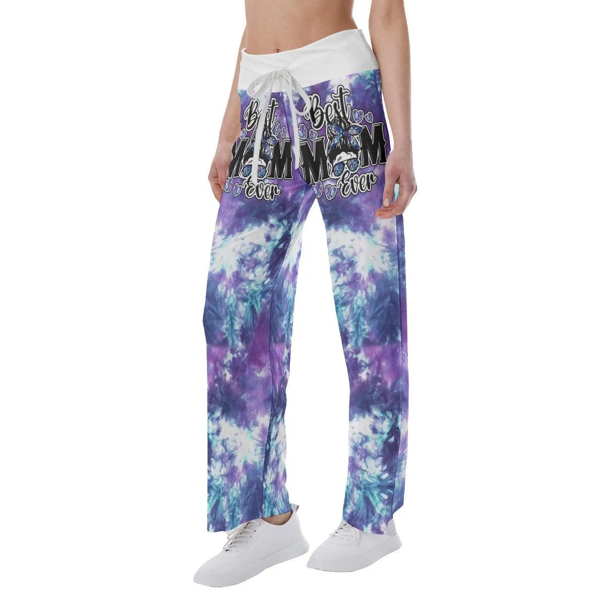 Purple Cloud Skull Mom High-waisted Wide Leg Pants