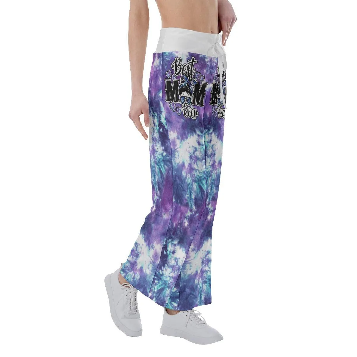 Purple Cloud Skull Mom High-waisted Wide Leg Pants