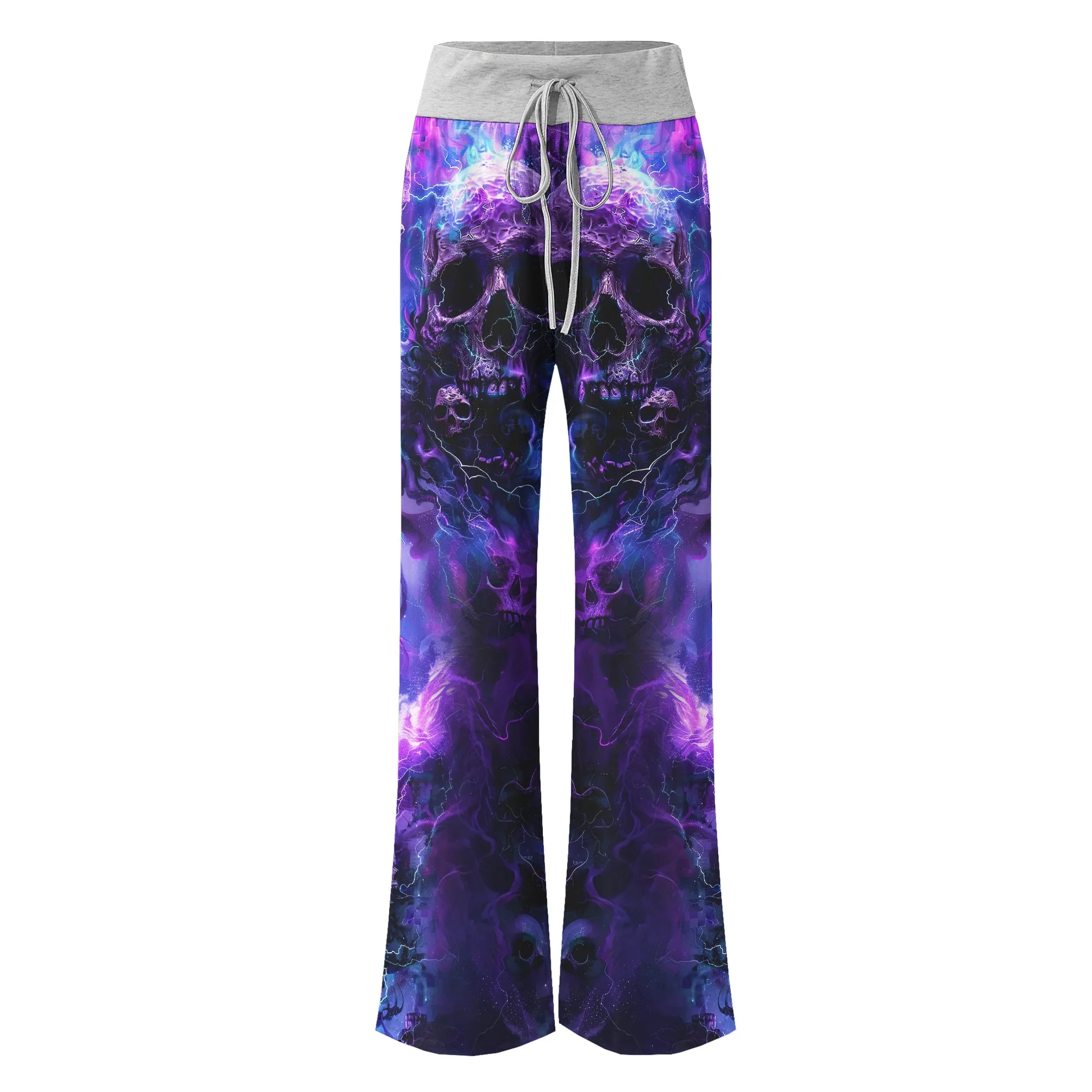 Purple Skull Fantasy Artwork Women's High-waisted Wide Leg Pants