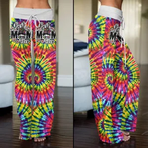 Rainbow TieDye Skull Mom High-waisted Wide Leg Pants