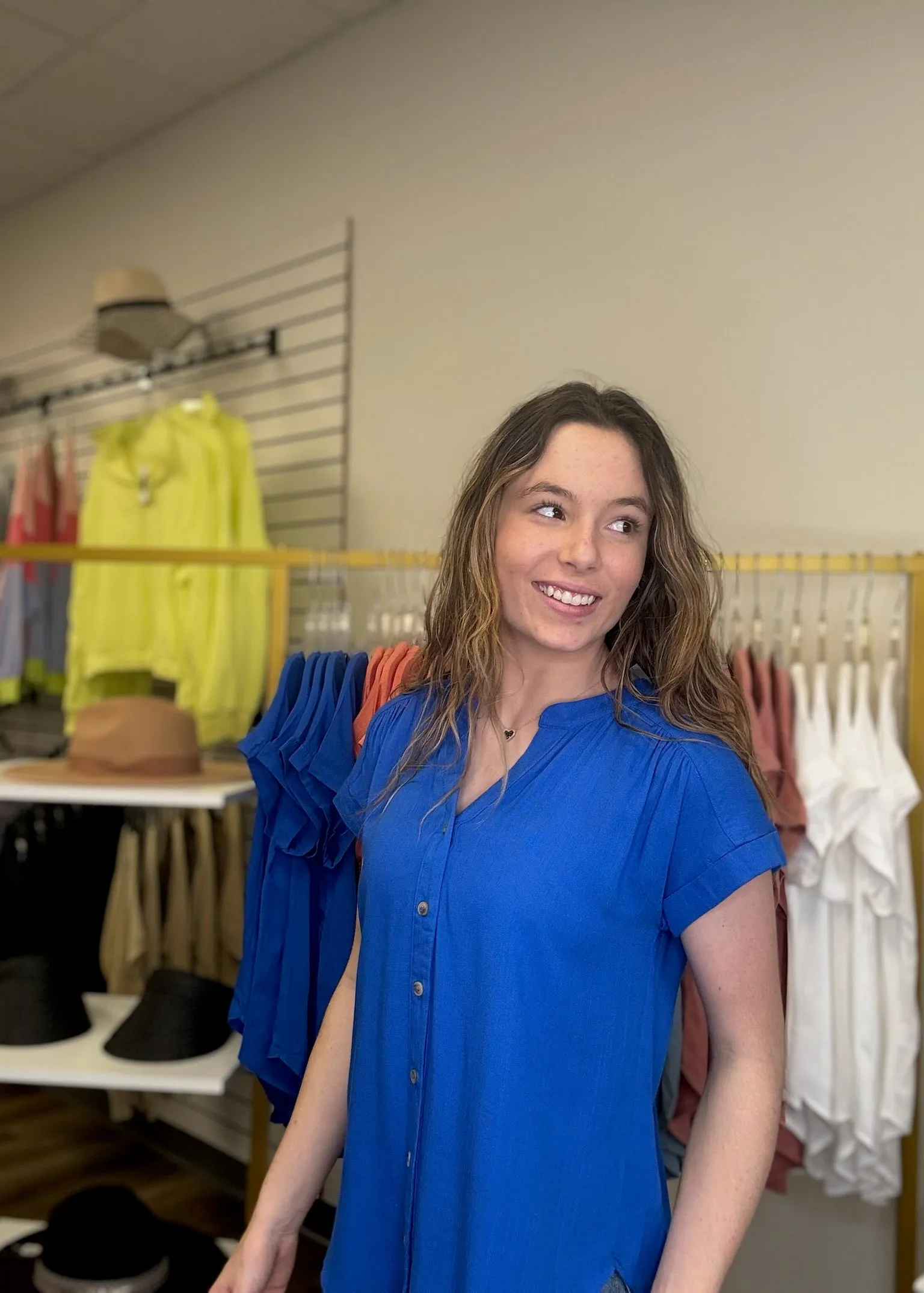Rolled Sleeve Button Down Top