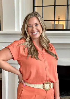 Rolled Sleeve Button Down Top