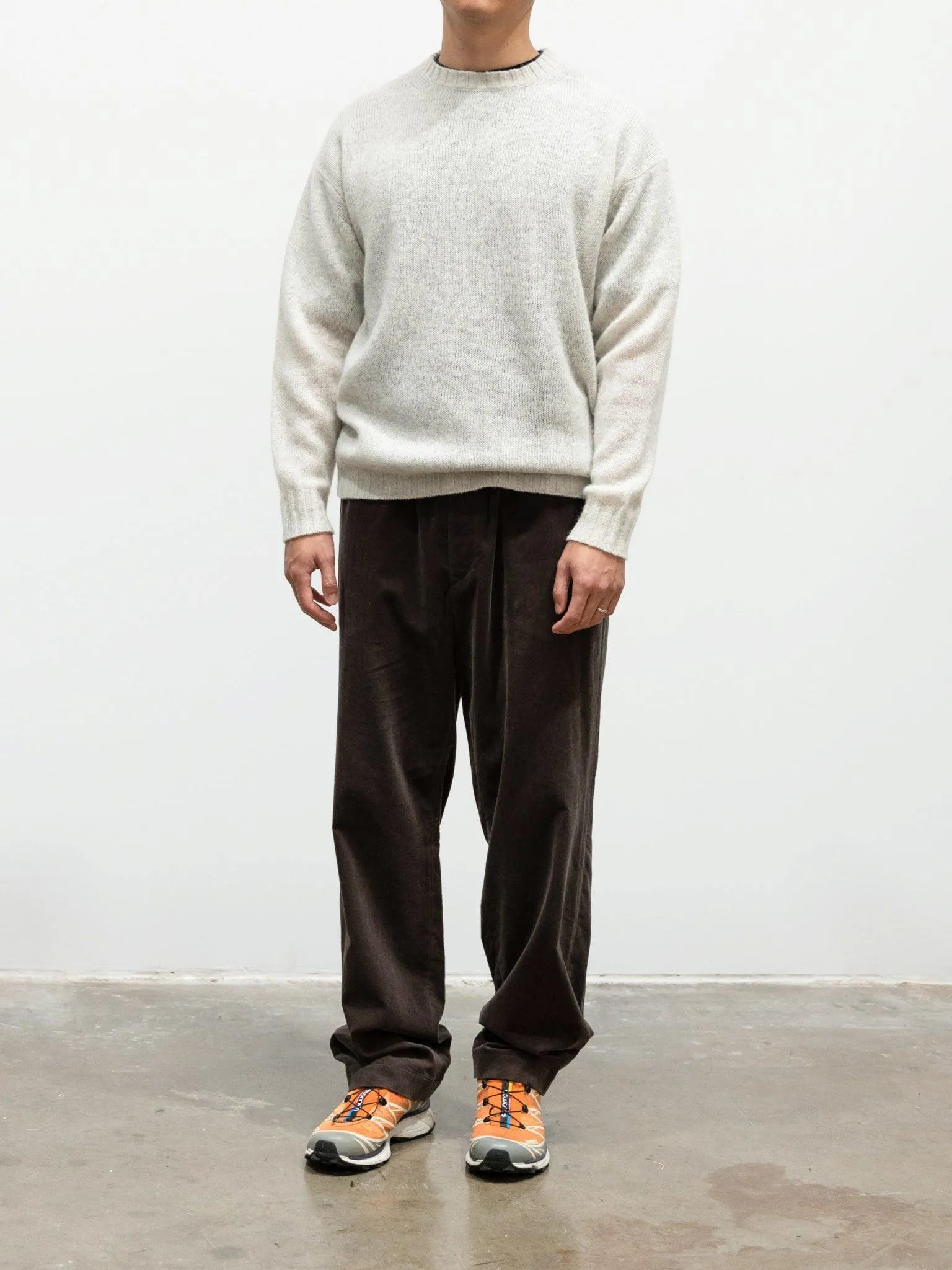 Shetland Wool Cashmere Knit Pullover - Top White