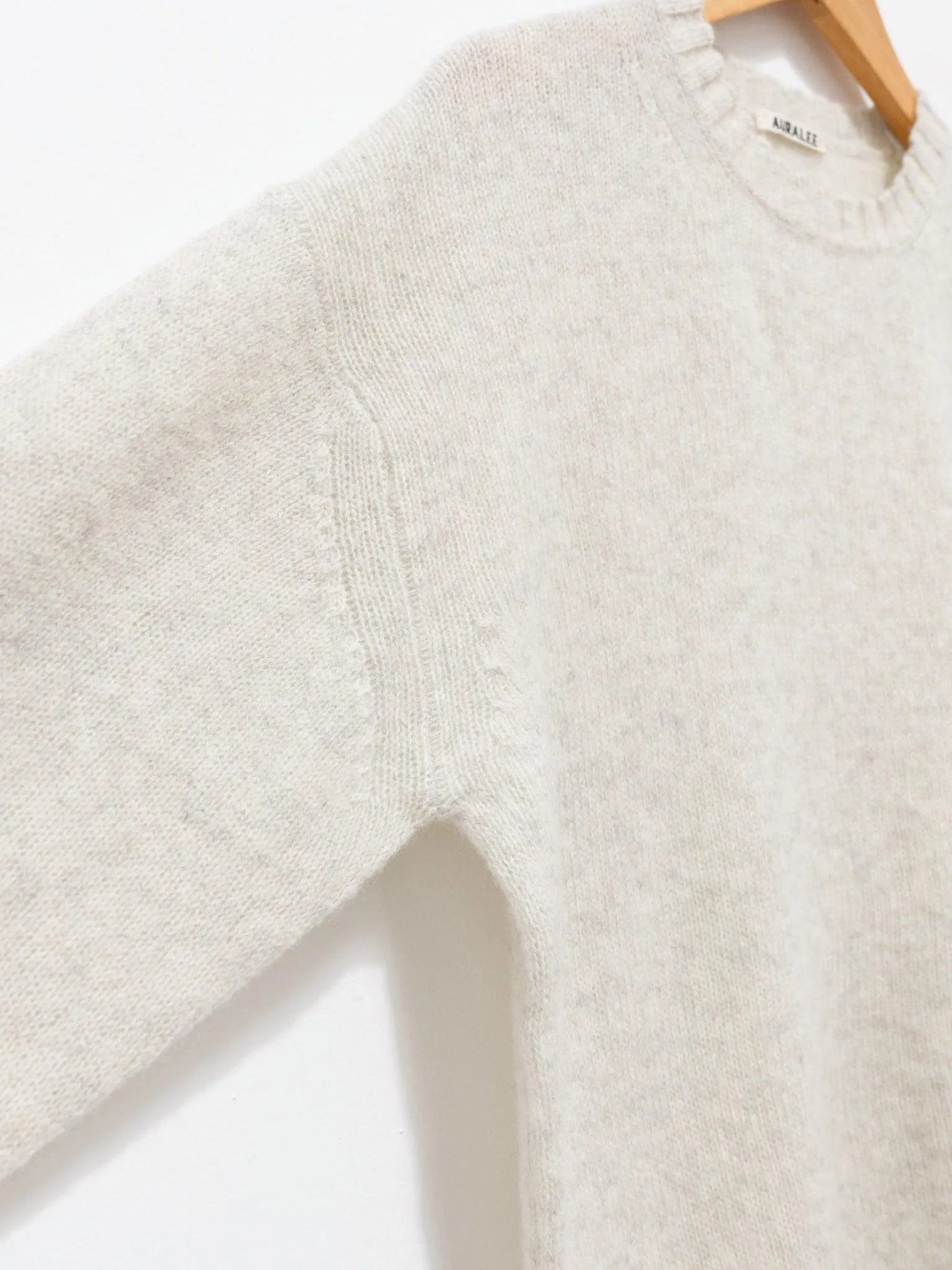 Shetland Wool Cashmere Knit Pullover - Top White