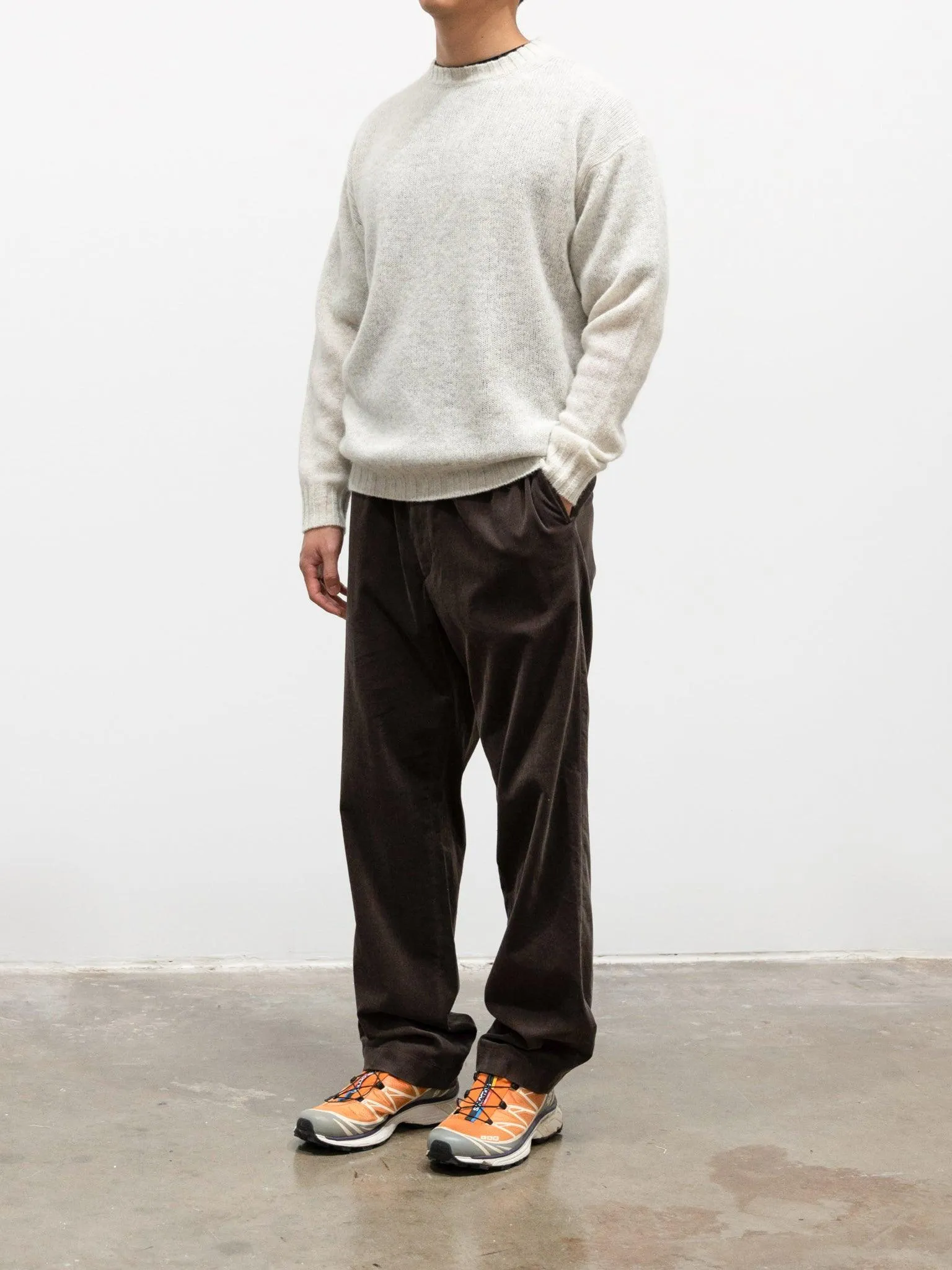 Shetland Wool Cashmere Knit Pullover - Top White
