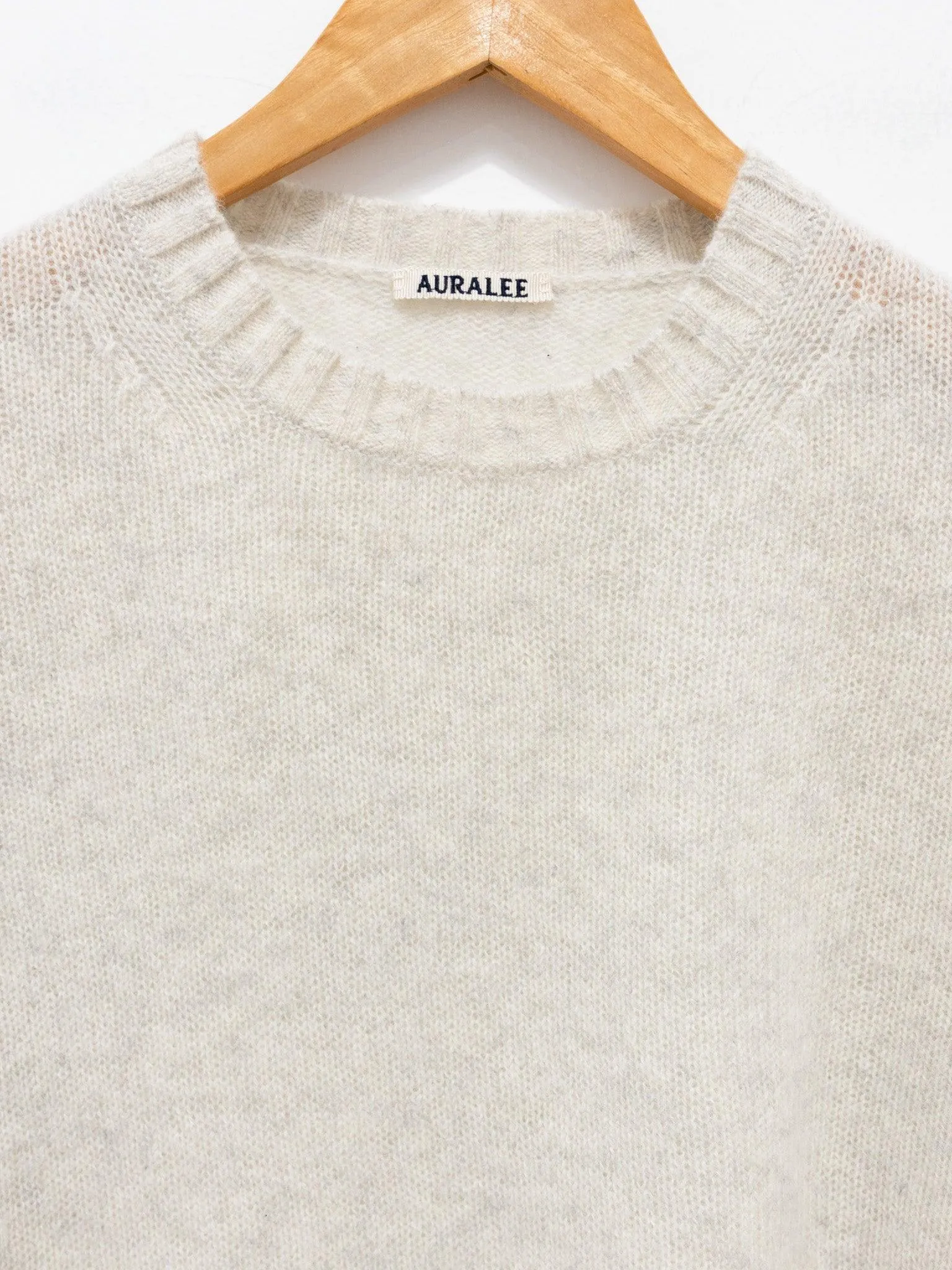 Shetland Wool Cashmere Knit Pullover - Top White