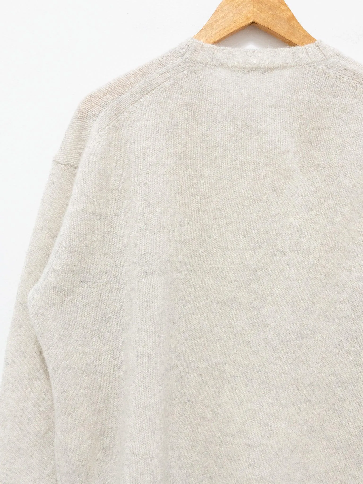 Shetland Wool Cashmere Knit Pullover - Top White