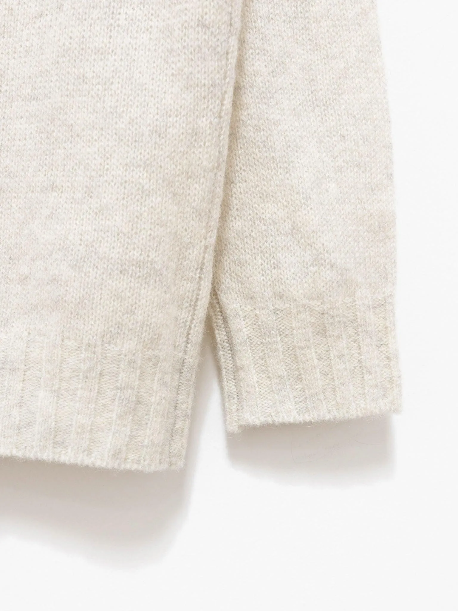 Shetland Wool Cashmere Knit Pullover - Top White
