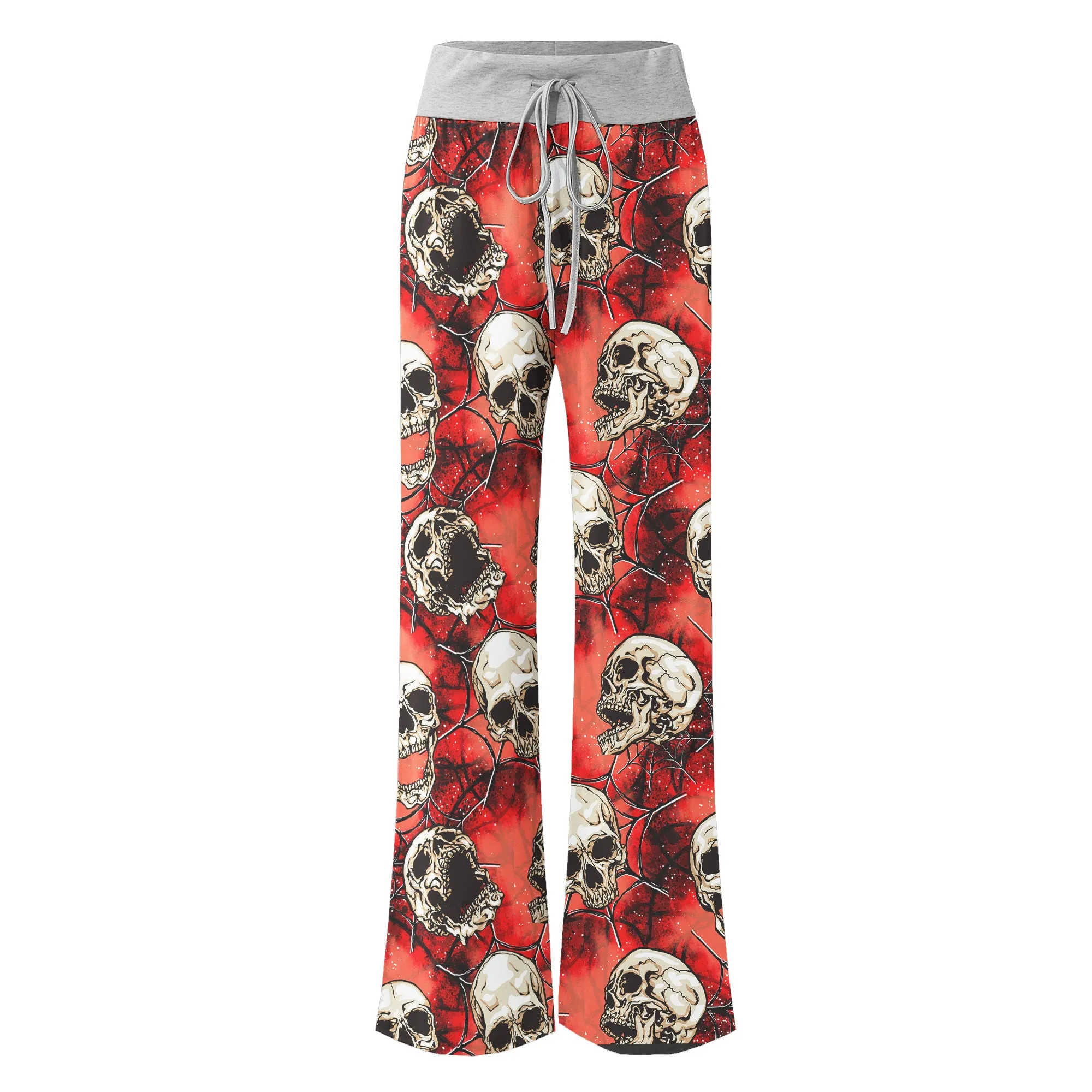 Skull Abstract Gothic Women's High-waisted Wide Leg Pants