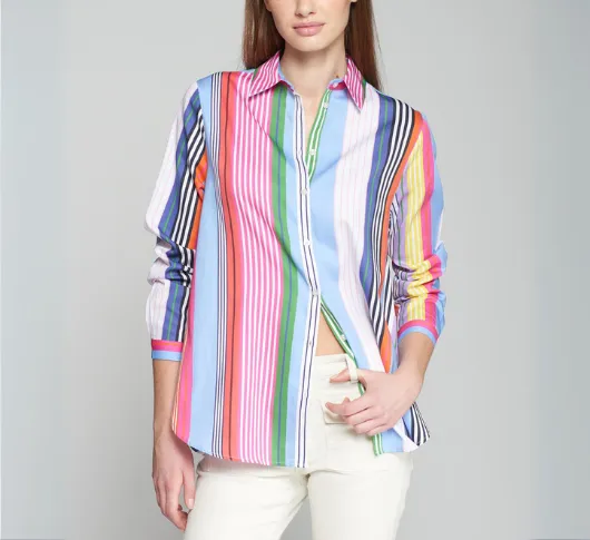 Vilagallo - Cotton Multi Color Stripe Blouse