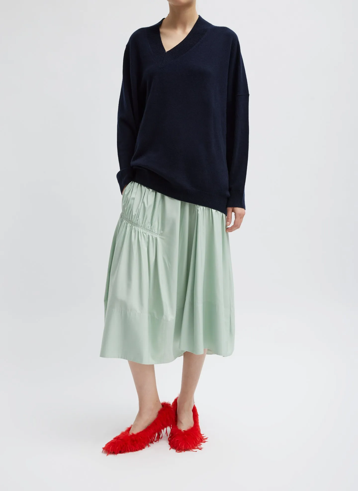 Washable Cashmere Warp V-Neck Pullover