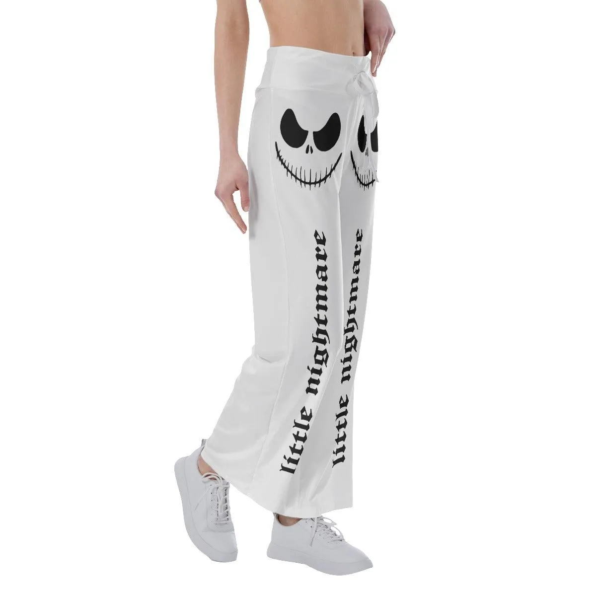 White Skull Nightmare High-waisted Wide Leg Pants