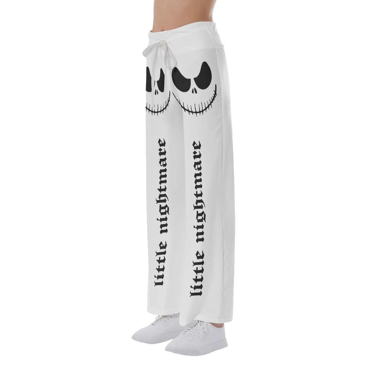 White Skull Nightmare High-waisted Wide Leg Pants