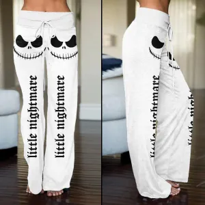 White Skull Nightmare High-waisted Wide Leg Pants