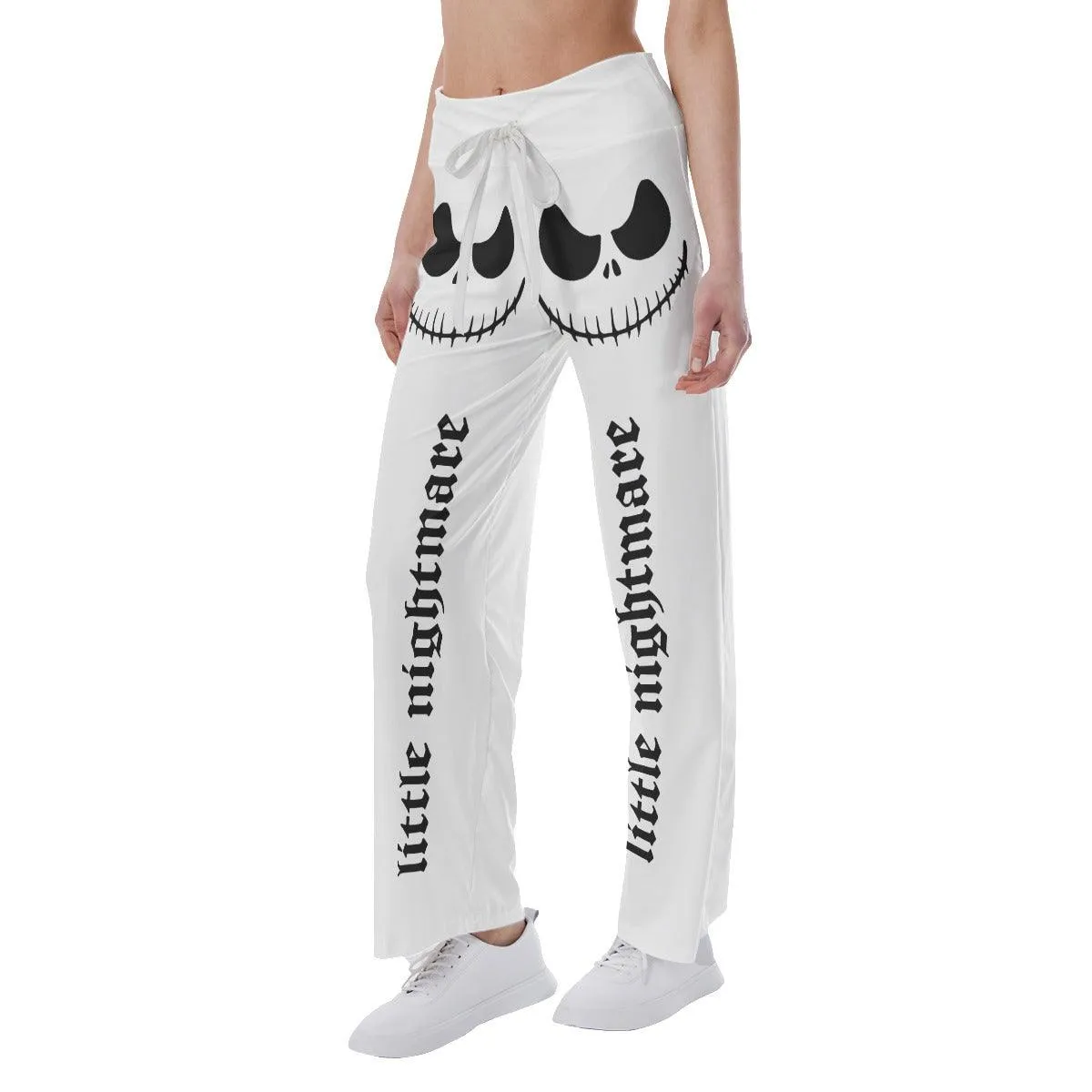 White Skull Nightmare High-waisted Wide Leg Pants