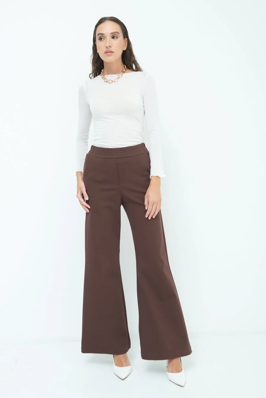 Wide leg high-waisted pants wholesale