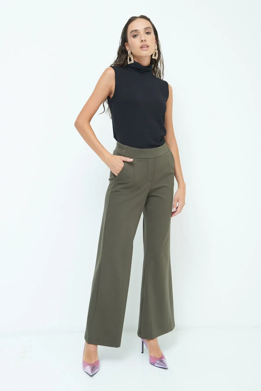 Wide leg high-waisted pants wholesale