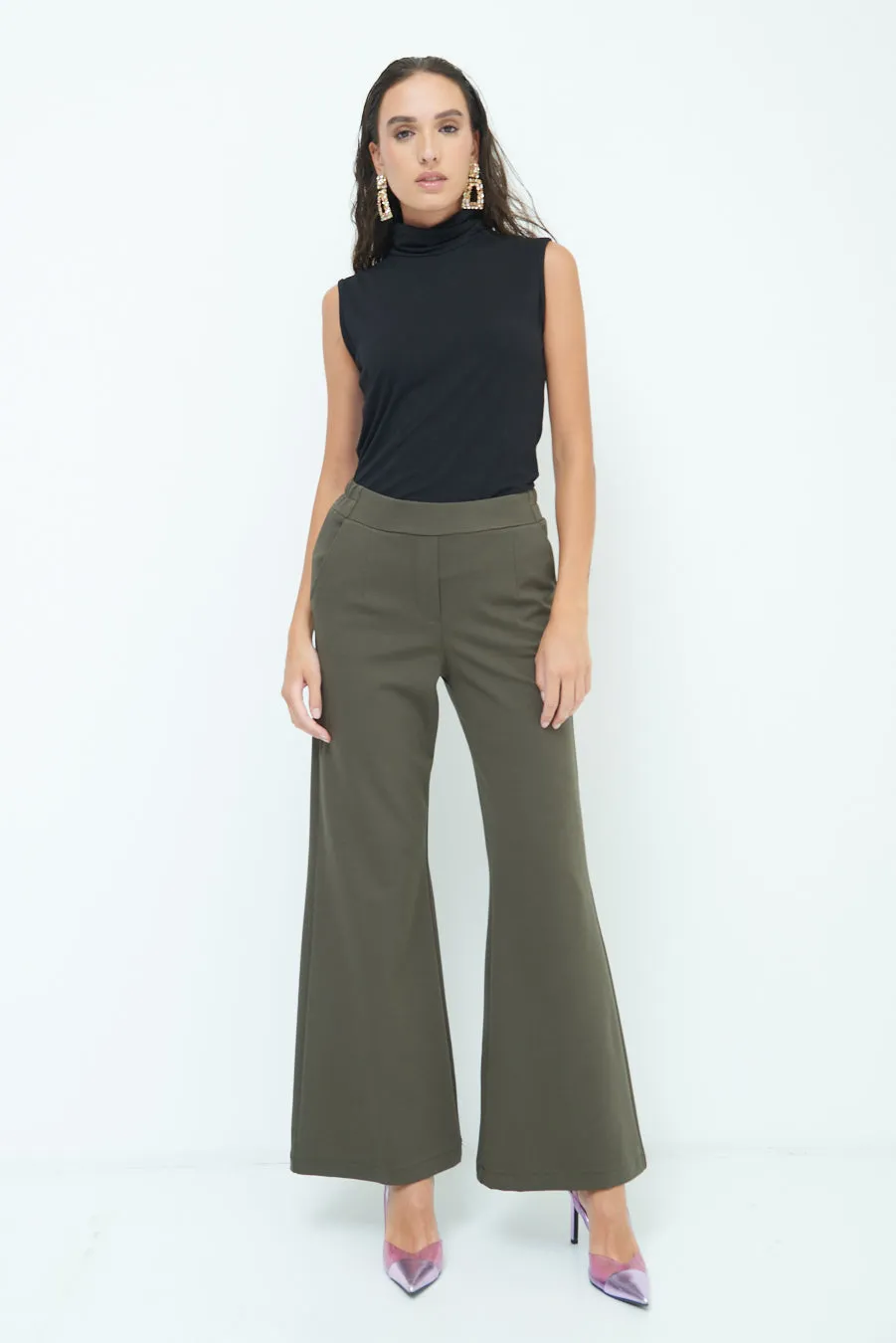 Wide leg high-waisted pants wholesale