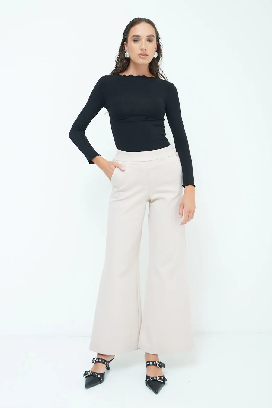 Wide leg high-waisted pants wholesale