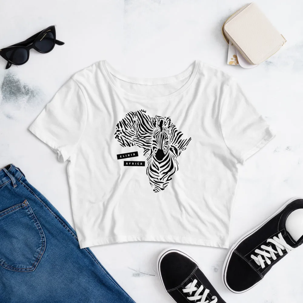 Women’s White Crop T-Shirt Zebra Collection