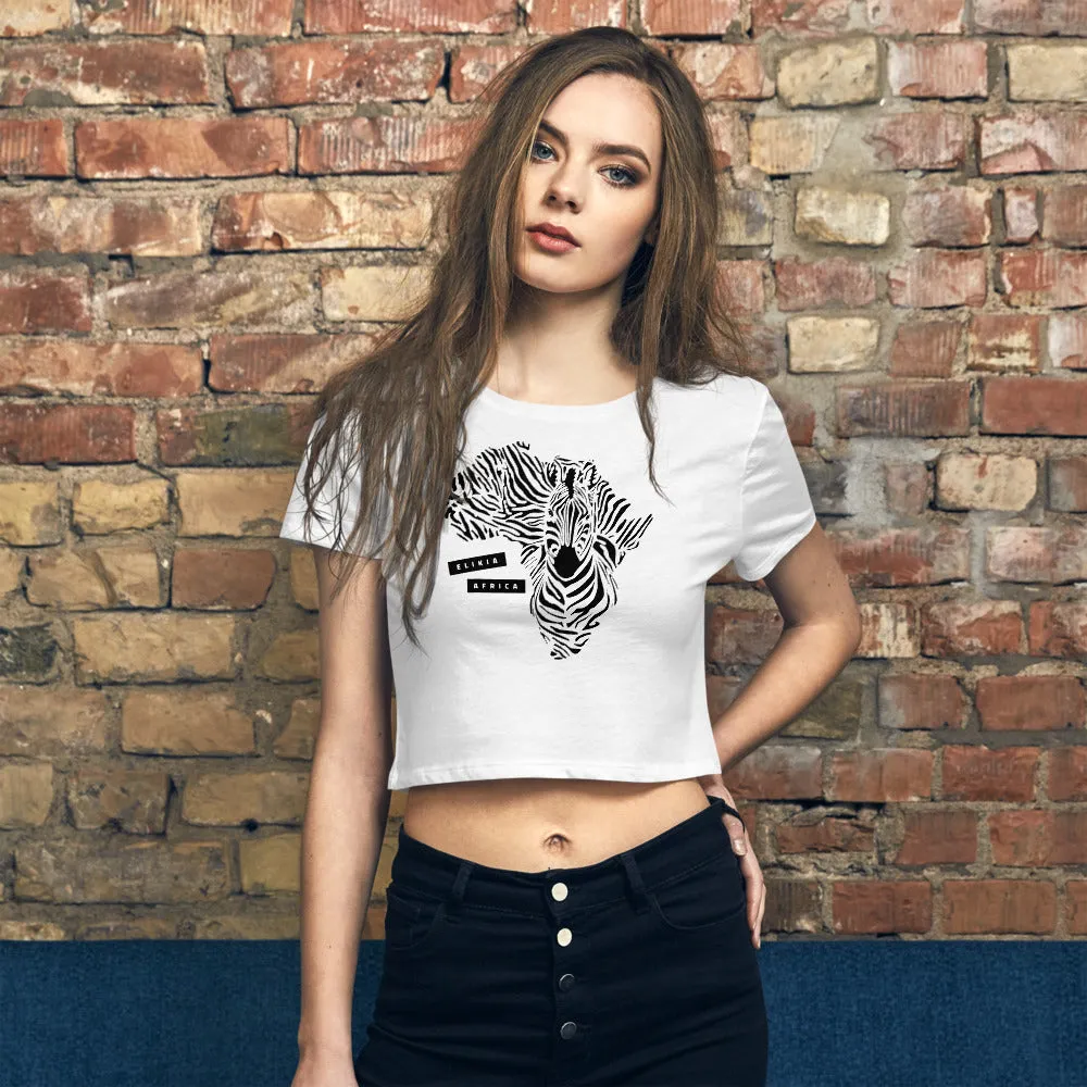 Women’s White Crop T-Shirt Zebra Collection