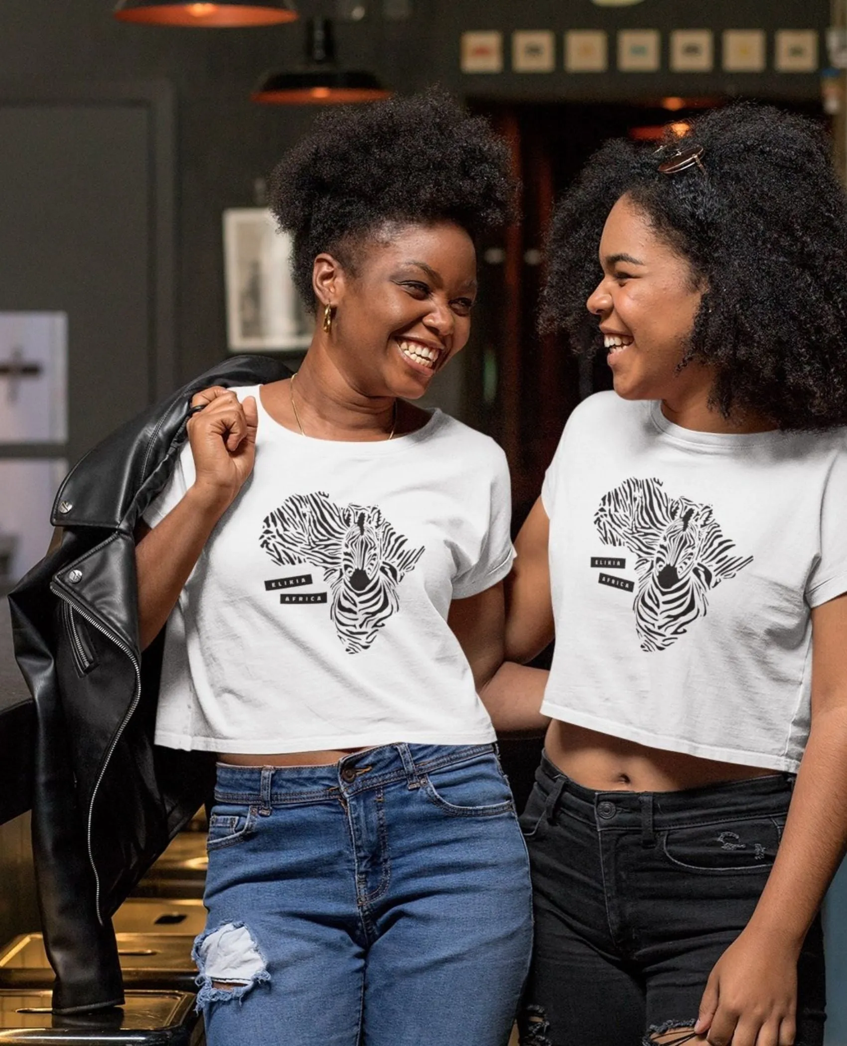 Women’s White Crop T-Shirt Zebra Collection