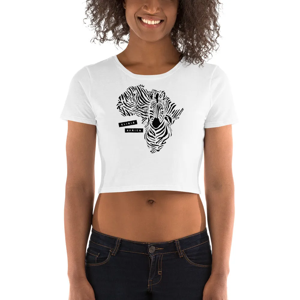Women’s White Crop T-Shirt Zebra Collection