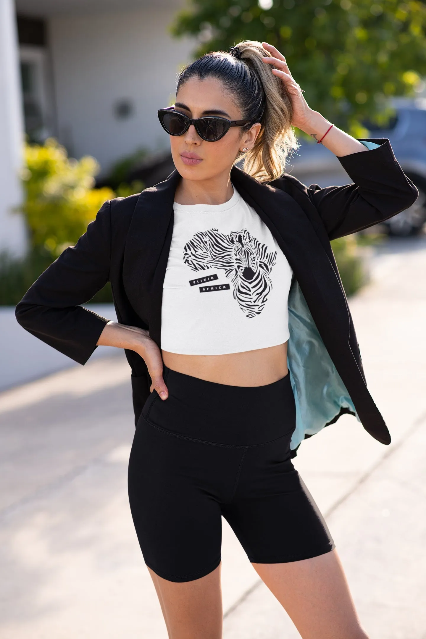 Women’s White Crop T-Shirt Zebra Collection